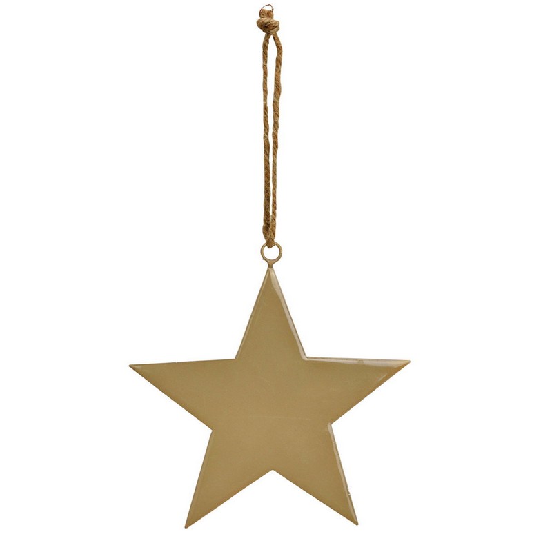 Stella beige in metallo laccato con filo per essere appesa, dimensione 10 x 10 cm